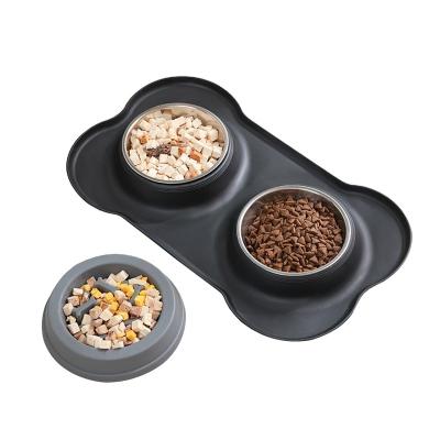 China 2023 Pet Feeding Bowl China Supplier Dog Accessories Supplier Pet Bowl Easy Clean Viable High Quality Plastic Stainless Steel for sale