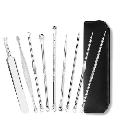 China Blemish Blackhead Remover Comedone Remover, Curved Blackhead Tweezers Kit, Professional Stainless 9-Heads Pimple Acne Blemish Removal for sale