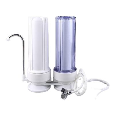 China Easy Operation 10 Inch Double Step Countertop Water Filter With Clear Housing for sale