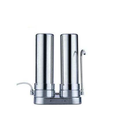 China Under Sink Two Steps 10 Inch Countertop Stainless Steel Gravity Water Filter Housing for sale