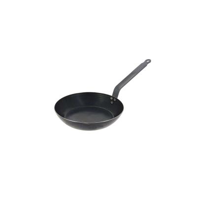 China Simple Design Sustainable Home 1.5mm Black Carbon Steel Frying Pan Round Non Stick Skillet for sale