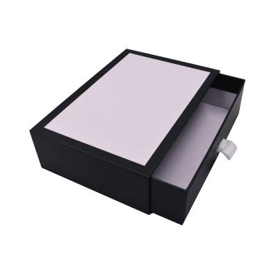 China Recycled Materials Wholesale Custom Design Black Cardboard Sliding Drawer Gift Box Storage Box Organizer Drawer for sale