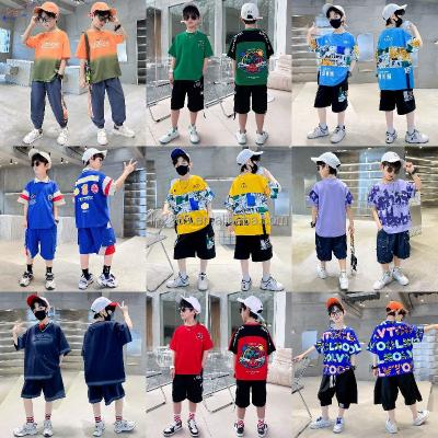 China New Boys Summer Short Sleeved T-Shirt Anti-Shrink, 4-12 Years, Summer Fashion Children's Set for sale