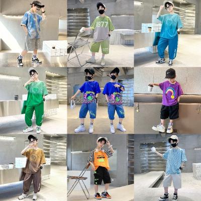 China Boys summer shorts sleeve anti-shrink set 2023 new medium size kids summer cotton set two-piece set for sale