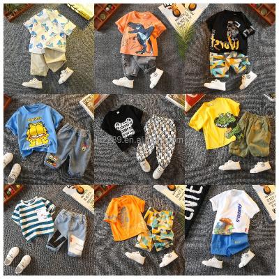 China New Summer Anti-shrink Children's Short Sleeve Set T-shirt Wholesale Children's Baby Clothing Cotton Set for sale