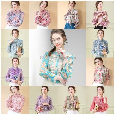 China New Autumn Style Casual Anti-Shrink Top With Floral Print Long Sleeve Round Neck Loose Top Plus Size Women Wear for sale