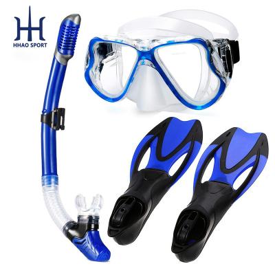 China Factory Supply Snorkeling CE Certified Adults Snorkel & Glass Fin & Diving Set for sale