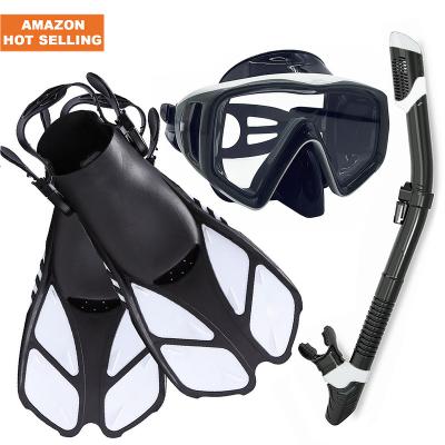 China 2022 Snorkeling Factory Supply Latest Snorkel Fins Tempered Glass Diving Mask Set For Adults for sale