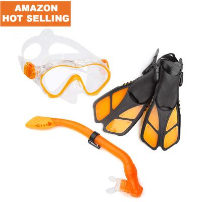 China Factory Supply Silicone Kids Snorkeling Mask and Dry Top Snorkel with Fins Snorkeling Diving Set for sale