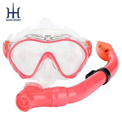 China Snorkeling Food Grade Silicone Pink Air Intake and Mask Dry Top Swimming Diving Set for Kids for sale