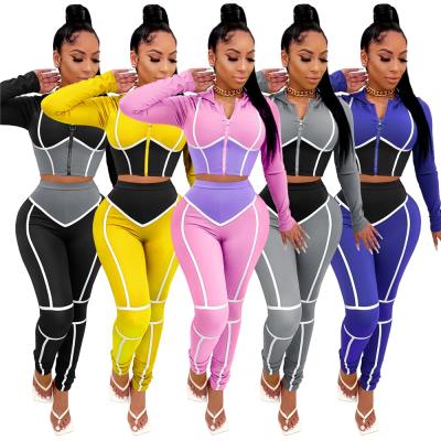 China anti-wrinkle exclusive hot wholesale 2021 thick patchwork sweatpants sweat pants sports women tracksuits stacked set for sale