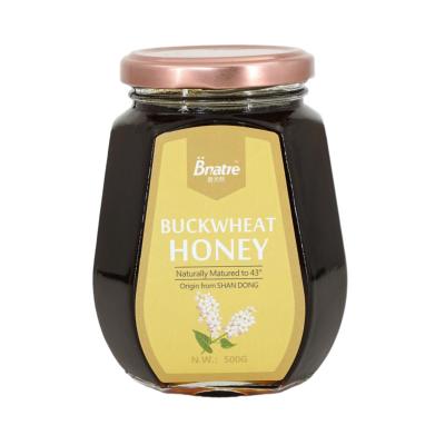 China Honey Comb Royal Honey Products Honey Popular Jar Bee Glass Honey 500g 100% Natural Pure Natural Organic Buckwheat for sale