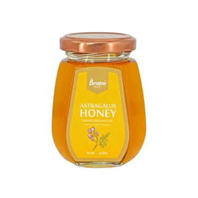 China 100% Honey Popular 250g Pure Natural Astragalus Honey Comb Royal Honey Bee Glass Natural Organic Honey for sale