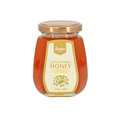 China 100% Honey Popular 250g Pure Natural Glass Jar 100% Natural Organic Little Fennel Honey Comb Royal Honey Bee Honey for sale