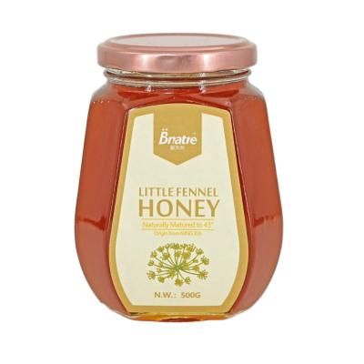 China Health Glass Jar 500g Organic Little Fennel Honey Comb Royal Honey Bee 100% Honey Organic Little Fennel Natural Pure Honey-1 for sale