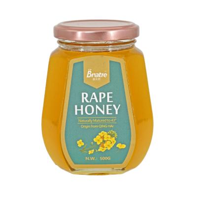 China Rape Organic Honey Comb Royal Honey Bee Honey Organic Rape Natural 100% Pure Essential Honey-1 Custom Bottle 500g Glass Jar for sale