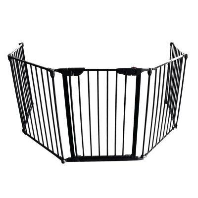 China 5 Panel Metal Grill Fireplace Fence Pet Friendly Easily Assembled Easy Closing Folding Barrier for sale