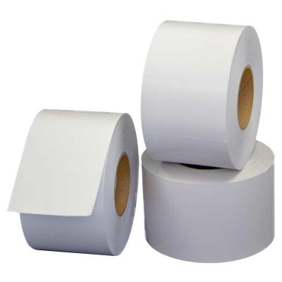 China Linerless Linerless Paper Label Barcode Sticker Supermarket Shelf Label Free Rolls For Electronic Scale for sale