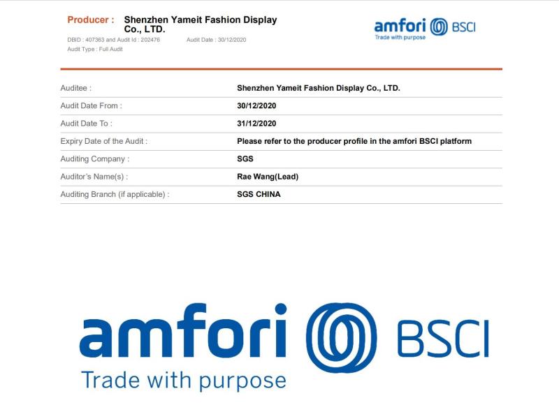 BSCI - Shenzhen Yameit Fashion Display Co., Ltd.