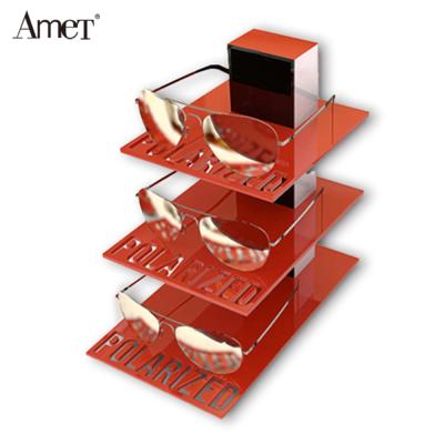 China Environmental Friendly Customized Red Acrylic Glass Display Rack And Display Cabinet For Shopping Mall Display for sale