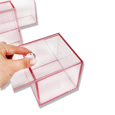 China Environmentally Friendly Pink Acrylic Pull Showcase Size Customized Acrylic Display Box for sale