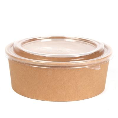 China Recycled Materials Disposable Kraft Take Out Salad Bowl With Lid for sale