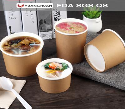 China Recyclable Customized PE Printing Brown Paper Soup Cup for sale