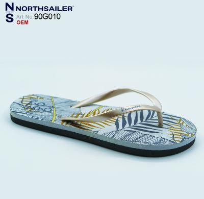 China Fashion trend cheap hot sale vamp metallic ladies flip flops slippers for women summer fashion beach colorful color printed flip flops for sale