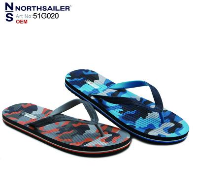 China Fashion Trend Designer Stretching PVC Vamp Mens Flip Flop Slippers Summer Fashion Camouflage Embossed Printed Beach Flip Flops For Men for sale