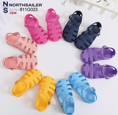 China 2023 Light Classic Basic Jelly Cast Outer Removable Insole PVC Jelly Sandals Soft Comfortable Kids Girls Boys for sale