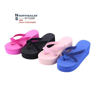 China Fashion Trend 2022 Trending EVA Thongs Platform High Heel EVA Thick Sole Thin Straps Colorful Sandals Slip On Flip Flops Ladies for sale