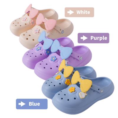 China New Fashion Trend Cute Big Bow Girls Slipper Embellished Outdoor Slides Sandals Slip On Clogs For Ladies Girls for sale