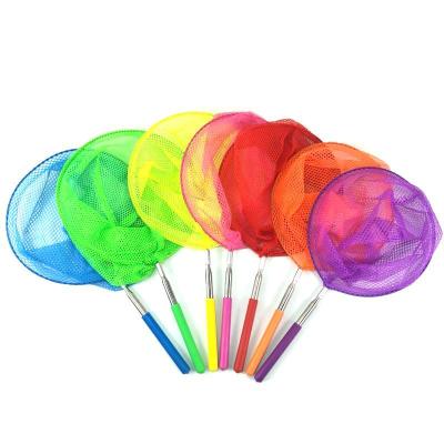 China Insect Catching Nets Metal+rubber+knitting Net Colorful Stainless Steel Insect Handle Fishing Telescopic Butterfly Net For Kids for sale