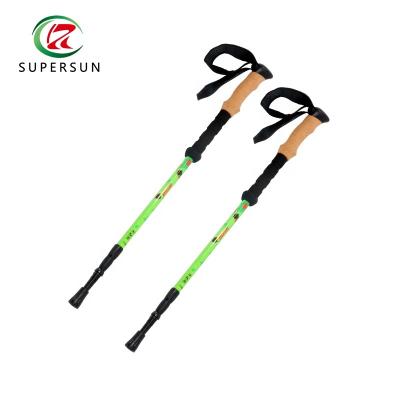 China Durable Ninghai Supersun Three Section Twist Lock Cork Handle Trekking Pole for sale