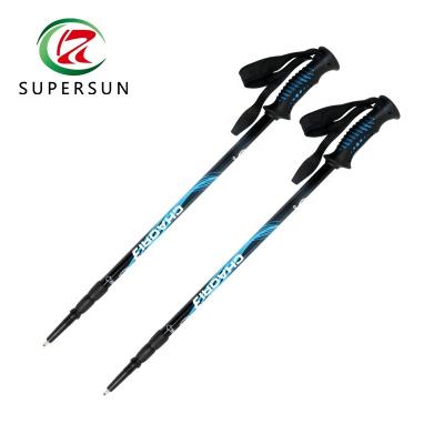 China Durable High Quality Nylon Strap Aluminum Trekking Poles with Shockproof for sale