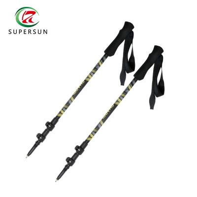 China Trekking 7075 Durable Three Sections Aluminum Pole With Gear Lock for sale