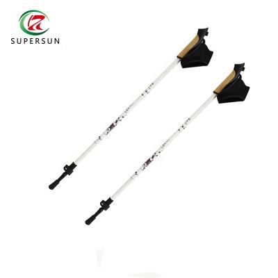 China Quick Adjustable Height Aluminum Alloy Trekking Retractable Nordic Rise Walking Stick Pole for sale