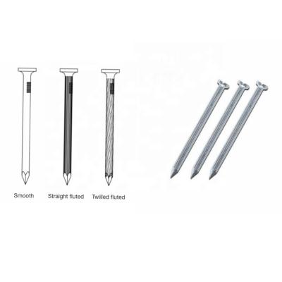 China Flat concrete nails with smooth shank or straight fluted or twilled fluted shank for cement connection for sale