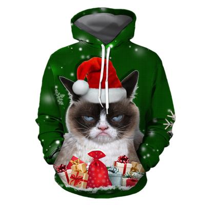 China Print Breathable Custom Christmas Gift Plus Size Women Hoodies Christmas Tree Hoodie Pullover Cat Sweatshirt Hoodies Unisex for sale