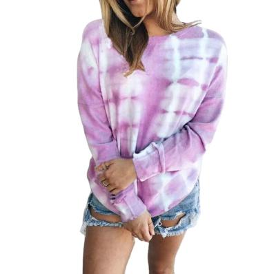 China 2021 New Print Breathable High Quality Custom Round Neck Long Sleeve Plus Size Tees T-Shirt For Women Tie Dye T Shirt for sale