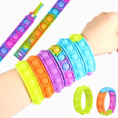 China Playing popular design decompression finger strain relieve push noise bubble fidgety person Toy Bracelet Relax Silicone pops wristband wristband for sale