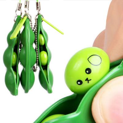 China Edamame Keychain Keyring Extrusion Bean Pea Soybean Squeeze Game for sale