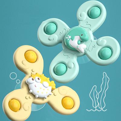 China Colorful Effort Release Bathroom Grasping Gyro Sucker Animal Attention Attracted Spinners Baby Spinner Toy for sale