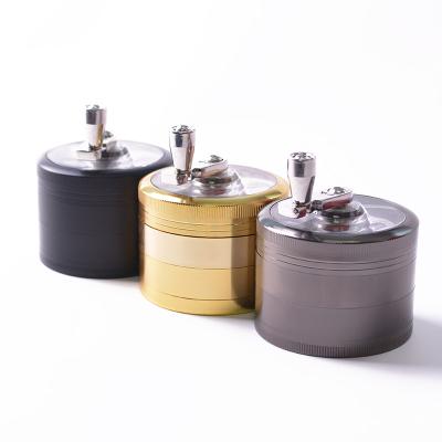 China 63mm 4 Pieces Layer Crank Part Metal Weed Herb Tobacco Grinder With Bearing To Handle Zinc DA-009HG-1 for sale