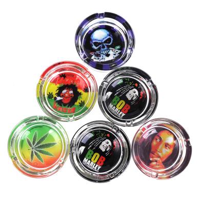 China Modern BOB MARLEY Vintage Round Glass Glass Smoking Holder With Custom Logo Apply To Hotel Table Glow In The Dark Glass Ashtray for sale