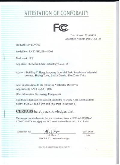 FCC - Shenzhen Ebits Technology Co., Ltd.