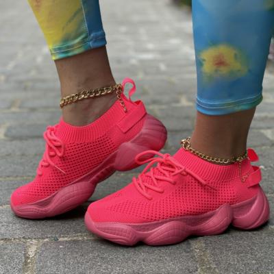 China Fashion Trend Women Casual Shoes Rubber Outsole Soft Breathable Sports Shoes Sneakers for sale