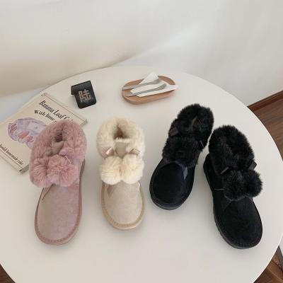 China Wholesale Anti-Smell Winter Snow Sheepskin Fur Warm Outdoor Boots Waterproof Furry Uggh Snow Boots For Women for sale