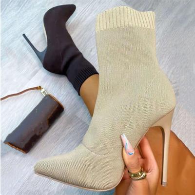 China 2021 Winter Boot Fashion Boots Anti-slippery Woman Falls Heels Knitted Sock Boots Women Shoes for sale