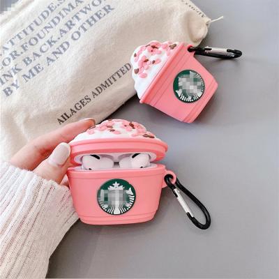 China Hot Sale 3D Cartoon Pink Coffee Mug Silicone Earphone Case Protector For Airpods Cases Cover Soft Silicone Rechargeable Cute Earphone Cases For Airpods 1/2/3 for sale